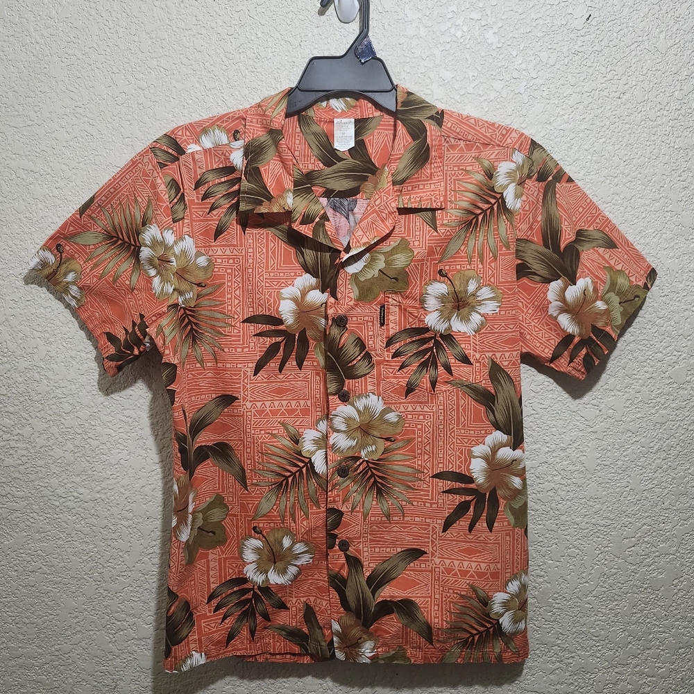 Palm Wave Hawaii Aloha Vintage Tropical Floral Men's Button Up Shirt